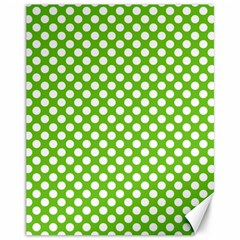 Pastel Green Lemon, White Polka Dots Pattern, Classic, Retro Style Canvas 11  X 14  by Casemiro