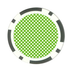 Pastel Green Lemon, White Polka Dots Pattern, Classic, Retro Style Poker Chip Card Guard by Casemiro