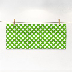 Pastel Green Lemon, White Polka Dots Pattern, Classic, Retro Style Hand Towel by Casemiro