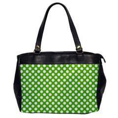 Pastel Green Lemon, White Polka Dots Pattern, Classic, Retro Style Oversize Office Handbag by Casemiro