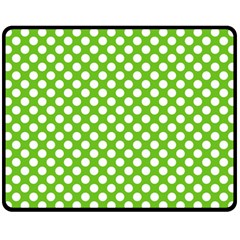 Pastel Green Lemon, White Polka Dots Pattern, Classic, Retro Style Fleece Blanket (medium)  by Casemiro