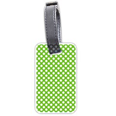 Pastel Green Lemon, White Polka Dots Pattern, Classic, Retro Style Luggage Tag (one Side) by Casemiro