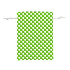 Pastel Green Lemon, White Polka Dots Pattern, Classic, Retro Style Lightweight Drawstring Pouch (s) by Casemiro