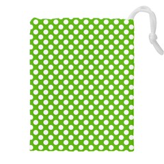 Pastel Green Lemon, White Polka Dots Pattern, Classic, Retro Style Drawstring Pouch (5xl) by Casemiro