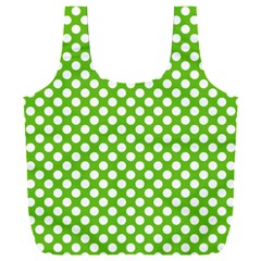 Pastel Green Lemon, White Polka Dots Pattern, Classic, Retro Style Full Print Recycle Bag (xxl) by Casemiro