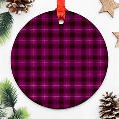 Dark Purple, Violet Tartan, Buffalo Plaid Like Pattern Ornament (round) by Casemiro