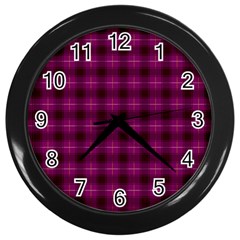 Dark Purple, Violet Tartan, Buffalo Plaid Like Pattern Wall Clock (black) by Casemiro