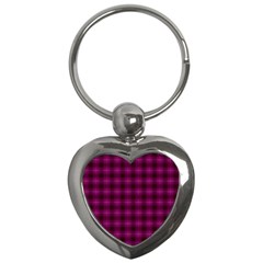 Dark Purple, Violet Tartan, Buffalo Plaid Like Pattern Key Chain (heart) by Casemiro