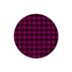 Dark Purple, Violet Tartan, Buffalo Plaid Like Pattern Rubber Coaster (round)  by Casemiro