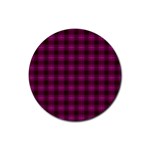 Dark purple, violet tartan, buffalo plaid like pattern Rubber Round Coaster (4 pack)  Front