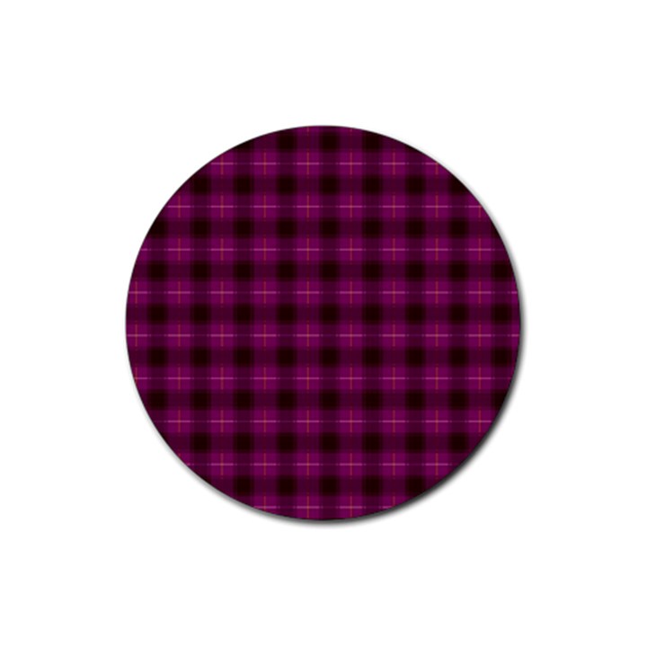 Dark purple, violet tartan, buffalo plaid like pattern Rubber Round Coaster (4 pack) 