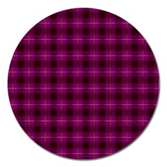 Dark Purple, Violet Tartan, Buffalo Plaid Like Pattern Magnet 5  (round) by Casemiro