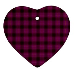 Dark Purple, Violet Tartan, Buffalo Plaid Like Pattern Heart Ornament (two Sides) by Casemiro