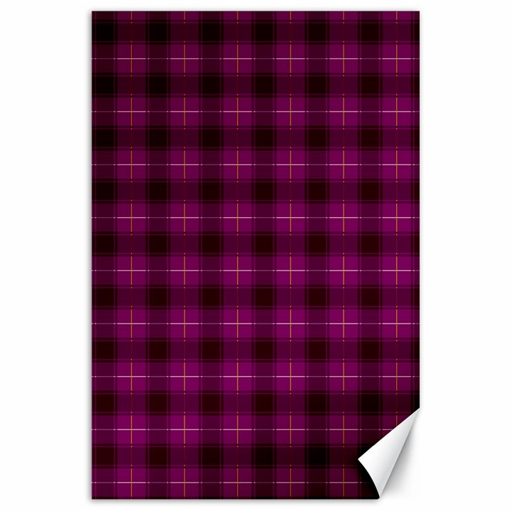 Dark purple, violet tartan, buffalo plaid like pattern Canvas 24  x 36 