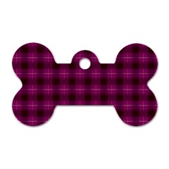 Dark Purple, Violet Tartan, Buffalo Plaid Like Pattern Dog Tag Bone (two Sides) by Casemiro