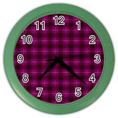 Dark Purple, Violet Tartan, Buffalo Plaid Like Pattern Color Wall Clock by Casemiro