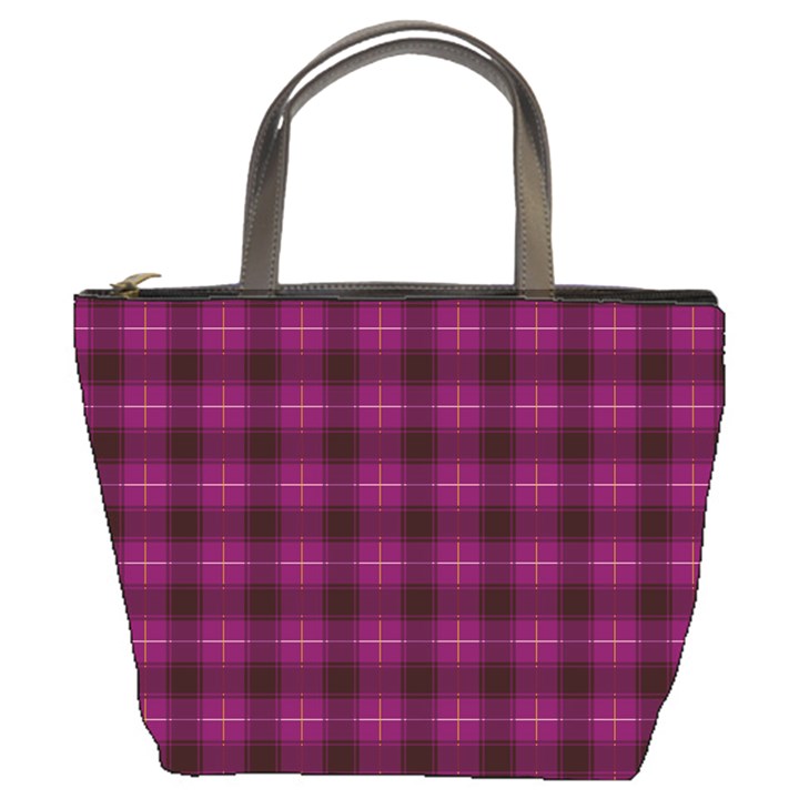 Dark purple, violet tartan, buffalo plaid like pattern Bucket Bag