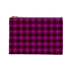 Dark Purple, Violet Tartan, Buffalo Plaid Like Pattern Cosmetic Bag (large) by Casemiro