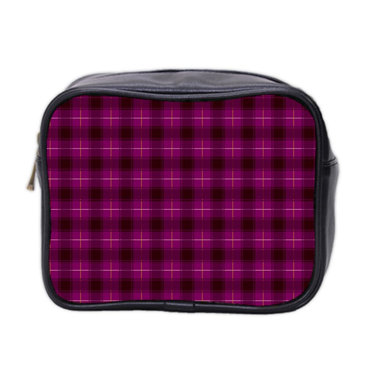 Dark purple, violet tartan, buffalo plaid like pattern Mini Toiletries Bag (Two Sides)