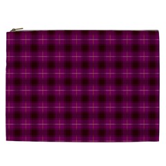 Dark Purple, Violet Tartan, Buffalo Plaid Like Pattern Cosmetic Bag (xxl) by Casemiro