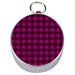 Dark Purple, Violet Tartan, Buffalo Plaid Like Pattern Silver Compasses by Casemiro