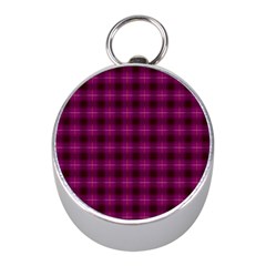 Dark Purple, Violet Tartan, Buffalo Plaid Like Pattern Mini Silver Compasses by Casemiro