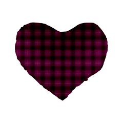 Dark Purple, Violet Tartan, Buffalo Plaid Like Pattern Standard 16  Premium Flano Heart Shape Cushions by Casemiro