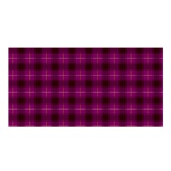 Dark Purple, Violet Tartan, Buffalo Plaid Like Pattern Satin Shawl by Casemiro