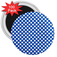 Pastel Blue, White Polka Dots Pattern, Retro, Classic Dotted Theme 3  Magnets (100 Pack) by Casemiro