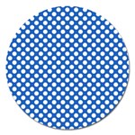 Pastel Blue, white polka dots pattern, retro, classic dotted theme Magnet 5  (Round) Front