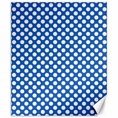 Pastel Blue, White Polka Dots Pattern, Retro, Classic Dotted Theme Canvas 8  X 10  by Casemiro