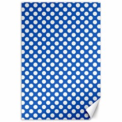 Pastel Blue, White Polka Dots Pattern, Retro, Classic Dotted Theme Canvas 24  X 36  by Casemiro