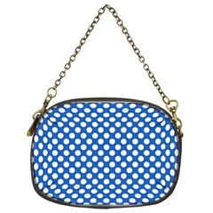 Pastel Blue, White Polka Dots Pattern, Retro, Classic Dotted Theme Chain Purse (one Side) by Casemiro