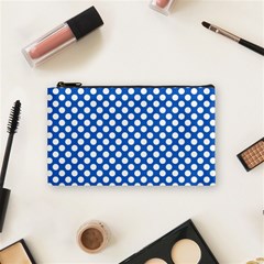 Pastel Blue, White Polka Dots Pattern, Retro, Classic Dotted Theme Cosmetic Bag (small) by Casemiro