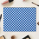 Pastel Blue, white polka dots pattern, retro, classic dotted theme Cosmetic Bag (XL) Back