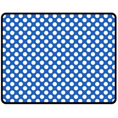 Pastel Blue, White Polka Dots Pattern, Retro, Classic Dotted Theme Fleece Blanket (medium)  by Casemiro