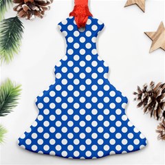 Pastel Blue, White Polka Dots Pattern, Retro, Classic Dotted Theme Christmas Tree Ornament (two Sides) by Casemiro