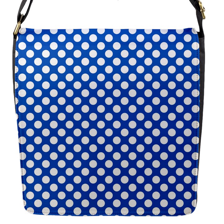 Pastel Blue, white polka dots pattern, retro, classic dotted theme Flap Closure Messenger Bag (S)