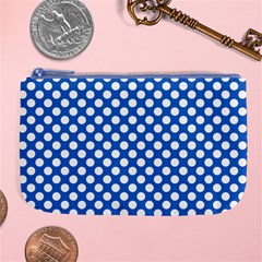 Pastel Blue, White Polka Dots Pattern, Retro, Classic Dotted Theme Large Coin Purse by Casemiro