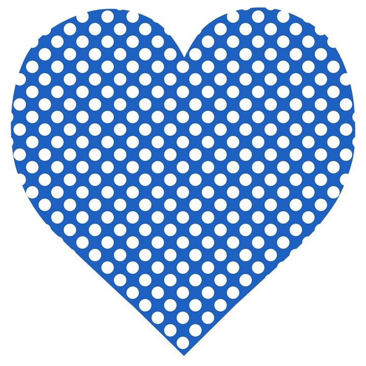 Pastel Blue, white polka dots pattern, retro, classic dotted theme Wooden Puzzle Heart