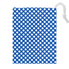 Pastel Blue, White Polka Dots Pattern, Retro, Classic Dotted Theme Drawstring Pouch (4xl)