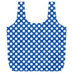 Pastel Blue, White Polka Dots Pattern, Retro, Classic Dotted Theme Full Print Recycle Bag (xxl)