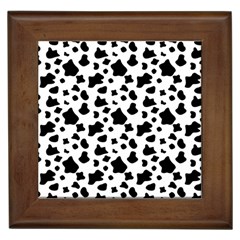 Black And White Cow Spots Pattern, Animal Fur Print, Vector Framed Tile by Casemiro