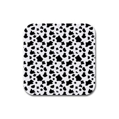 Black And White Cow Spots Pattern, Animal Fur Print, Vector Rubber Square Coaster (4 Pack)  by Casemiro