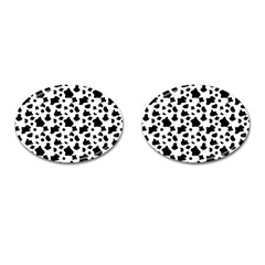 Black And White Cow Spots Pattern, Animal Fur Print, Vector Cufflinks (oval) by Casemiro