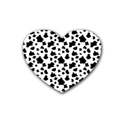 Black And White Cow Spots Pattern, Animal Fur Print, Vector Heart Coaster (4 Pack)  by Casemiro