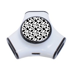 Black And White Cow Spots Pattern, Animal Fur Print, Vector 3-port Usb Hub by Casemiro