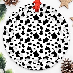 Black And White Cow Spots Pattern, Animal Fur Print, Vector Round Filigree Ornament (two Sides) by Casemiro