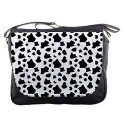 Black And White Cow Spots Pattern, Animal Fur Print, Vector Messenger Bag by Casemiro