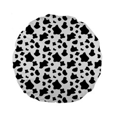 Black And White Cow Spots Pattern, Animal Fur Print, Vector Standard 15  Premium Round Cushions